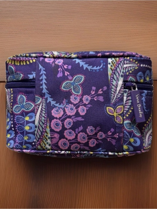 Vera Bradley Handbags - Vera Bradley Batik Leaves Med Cosmetic Bag Purple Floral Travel Makeup Bag